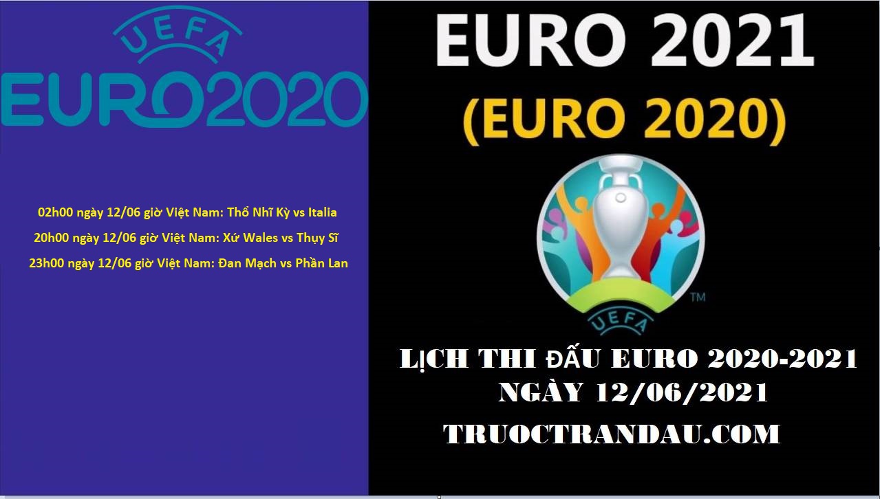 Lịch thi đấu Euro 2020 – 2021 hôm nay 12/6 giờ Việt Nam