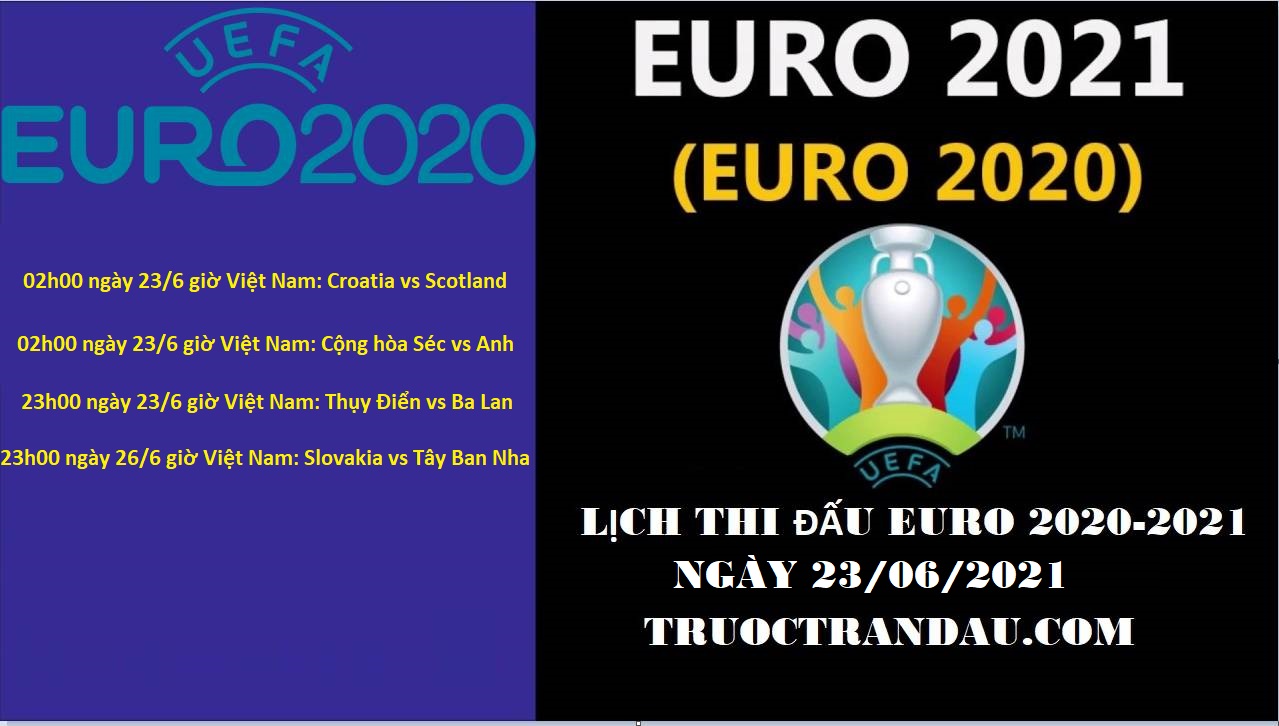 Lịch thi đấu Euro 2020 – 2021 hôm nay 23/6 giờ Việt Nam