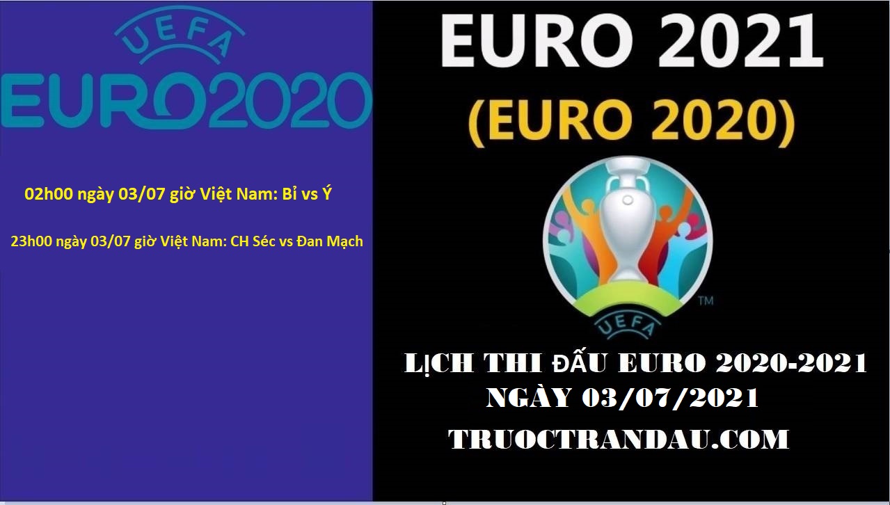 Lịch thi đấu Euro 2020 – 2021 hôm nay 03/07 giờ Việt Nam